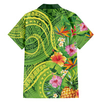 Polynesian Tribal Flower Tattoo Family Matching Summer Maxi Dress and Hawaiian Shirt Special Lime Green Vibe LT9 - Polynesian Pride
