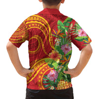 Polynesian Tribal Flower Tattoo Family Matching Long Sleeve Bodycon Dress and Hawaiian Shirt Special Vermilion Vibe LT9 - Polynesian Pride