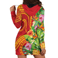 Polynesian Tribal Flower Tattoo Hoodie Dress Special Vermilion Vibe LT9 - Polynesian Pride