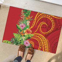 Polynesian Tribal Flower Tattoo Rubber Doormat Special Vermilion Vibe