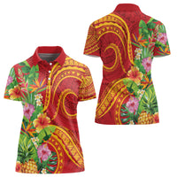 Polynesian Tribal Flower Tattoo Women Polo Shirt Special Vermilion Vibe