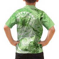 Polynesian Hibiscus Flower Tribal Family Matching Short Sleeve Bodycon Dress and Hawaiian Shirt Lime Green Color LT9 - Polynesian Pride