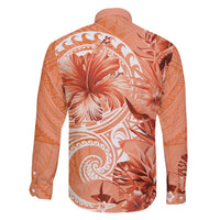 Polynesian Hibiscus Flower Tribal Family Matching Puletasi and Hawaiian Shirt Peach Color LT9 - Polynesian Pride