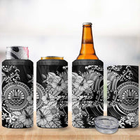 Black Polynesian Tahiti Island 4 in 1 Can Cooler Tumbler The Wave of Water LT9 - Polynesian Pride