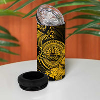Gold Polynesian Tahiti Island 4 in 1 Can Cooler Tumbler The Wave of Water LT9 - Polynesian Pride