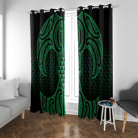 Kakariki Maori Ta Moko Poutama Art Window Curtain LT9 With Grommets Green - Polynesian Pride