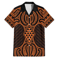 Karaka Maori Ta Moko Poutama Art Family Matching Mermaid Dress and Hawaiian Shirt LT9 Dad's Shirt - Short Sleeve Gold - Polynesian Pride