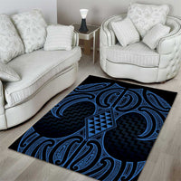 Kikorangi Maori Ta Moko Poutama Art Area Rug
