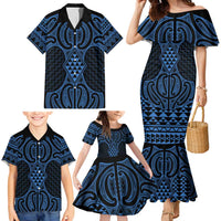 Kikorangi Maori Ta Moko Poutama Art Family Matching Mermaid Dress and Hawaiian Shirt LT9 - Polynesian Pride