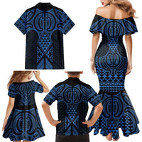 Kikorangi Maori Ta Moko Poutama Art Family Matching Mermaid Dress and Hawaiian Shirt LT9 - Polynesian Pride
