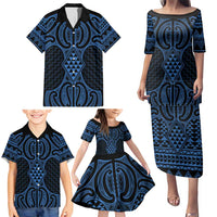 Kikorangi Maori Ta Moko Poutama Art Family Matching Puletasi and Hawaiian Shirt LT9 - Polynesian Pride