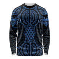 Kikorangi Maori Ta Moko Poutama Art Long Sleeve Shirt