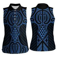 Kikorangi Maori Ta Moko Poutama Art Women Sleeveless Polo Shirt LT9 - Polynesian Pride
