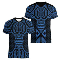 Kikorangi Maori Ta Moko Poutama Art Women V-Neck T-Shirt LT9 - Polynesian Pride