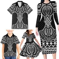 Ma Maori Ta Moko Poutama Art Family Matching Long Sleeve Bodycon Dress and Hawaiian Shirt LT9 - Polynesian Pride