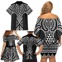 Ma Maori Ta Moko Poutama Art Family Matching Off Shoulder Short Dress and Hawaiian Shirt LT9 - Polynesian Pride