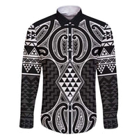 Ma Maori Ta Moko Poutama Art Family Matching Short Sleeve Bodycon Dress and Hawaiian Shirt LT9 Dad's Shirt - Long Sleeve White - Polynesian Pride