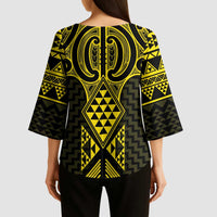 Mahi-dawg Maori Ta Moko Poutama Art Kimono Sleeve Blouse - Polynesian Pride