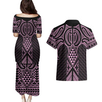 Mawhero Maori Ta Moko Poutama Art Couples Matching Puletasi and Hawaiian Shirt LT9 - Polynesian Pride