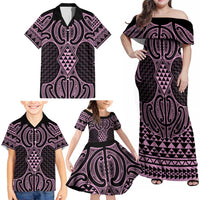 Mawhero Maori Ta Moko Poutama Art Family Matching Off Shoulder Maxi Dress and Hawaiian Shirt LT9 - Polynesian Pride