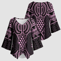Mawhero Maori Ta Moko Poutama Art Kimono Sleeve Blouse - Polynesian Pride