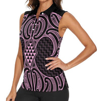 Mawhero Maori Ta Moko Poutama Art Women Sleeveless Polo Shirt LT9 - Polynesian Pride