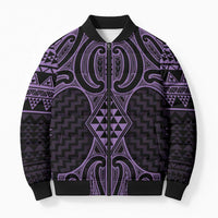 Waiporoporo Maori Ta Moko Poutama Art Bomber Puffer Jacket - Polynesian Pride