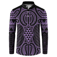 Waiporoporo Maori Ta Moko Poutama Art Button Sweatshirt