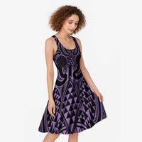 Waiporoporo Maori Ta Moko Poutama Art Midi Dress - Polynesian Pride