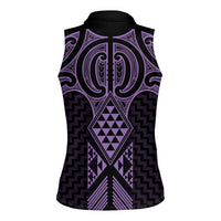Waiporoporo Maori Ta Moko Poutama Art Women Sleeveless Polo Shirt LT9 - Polynesian Pride