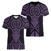 Waiporoporo Maori Ta Moko Poutama Art Women V-Neck T-Shirt LT9 - Polynesian Pride