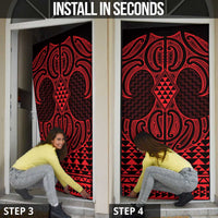 Whero Maori Ta Moko Poutama Art Door Cover - Polynesian Pride