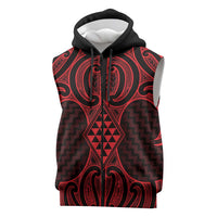 Whero Maori Ta Moko Poutama Art Sleeveless Zip Hoodie - Polynesian Pride