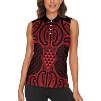 Whero Maori Ta Moko Poutama Art Women Sleeveless Polo Shirt LT9 - Polynesian Pride