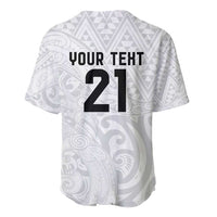 New Zealand Rangatira Custom Baseball Jersey All White Niho Taniwha Maori Tribal