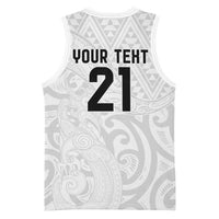 New Zealand Rangatira Custom Basketball Jersey All White Niho Taniwha Maori Tribal LT9 - Polynesian Pride