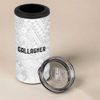 New Zealand Rangatira Custom 4 in 1 Can Cooler Tumbler All White Niho Taniwha Maori Tribal LT9 - Polynesian Pride