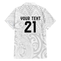 New Zealand Rangatira Custom Family Matching Off Shoulder Maxi Dress and Hawaiian Shirt All White Niho Taniwha Maori Tribal LT9 - Polynesian Pride