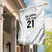 New Zealand Rangatira Custom Garden Flag All White Niho Taniwha Maori Tribal LT9 House Flag White - Polynesian Pride