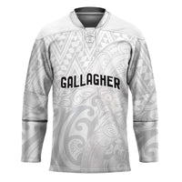 New Zealand Rangatira Custom Hockey Jersey All White Niho Taniwha Maori Tribal LT9 Unisex White - Polynesian Pride