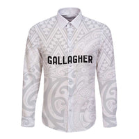 New Zealand Rangatira Custom Long Sleeve Button Shirt All White Niho Taniwha Maori Tribal