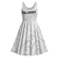 New Zealand Rangatira Custom Midi Dress All White Niho Taniwha Maori Tribal LT9 White - Polynesian Pride