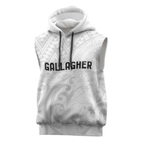 New Zealand Rangatira Custom Sleeveless Hoodie All White Niho Taniwha Maori Tribal LT9 White - Polynesian Pride