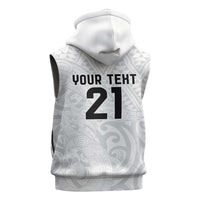 New Zealand Rangatira Custom Sleeveless Hoodie All White Niho Taniwha Maori Tribal LT9 - Polynesian Pride