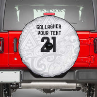 New Zealand Rangatira Custom Spare Tire Cover All White Niho Taniwha Maori Tribal LT9 - Polynesian Pride