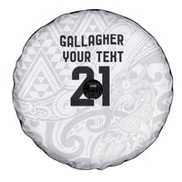 New Zealand Rangatira Custom Spare Tire Cover All White Niho Taniwha Maori Tribal LT9 - Polynesian Pride