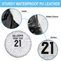 New Zealand Rangatira Custom Spare Tire Cover All White Niho Taniwha Maori Tribal LT9 - Polynesian Pride