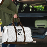 New Zealand Rangatira Custom Travel Bag All White Niho Taniwha Maori Tribal LT9 - Polynesian Pride
