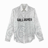 New Zealand Rangatira Custom Women Casual Shirt All White Niho Taniwha Maori Tribal