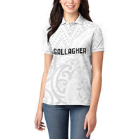 New Zealand Rangatira Custom Women Polo Shirt All White Niho Taniwha Maori Tribal LT9 - Polynesian Pride